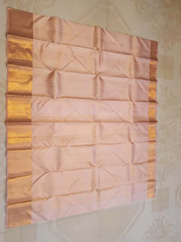 2GPure Kanjivaram Silk Saree in Soft Peach with Fine Copper Zari Buttas & Rich Copper Zari Border | Silkmark Certified
