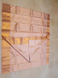 2GPure Kanjivaram Silk Saree in Soft Peach with Fine Copper Zari Buttas & Rich Copper Zari Border | Silkmark Certified