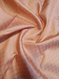 2GPure Kanjivaram Silk Saree in Soft Peach with Fine Copper Zari Buttas & Rich Copper Zari Border | Silkmark Certified