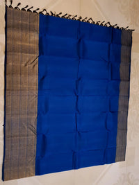 2G Pure Kanjivaram Silk Saree in Royal Blue with Fine Zari Checks & Rich Traditional Zari Border | Silkmark Certified