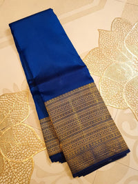 2G Pure Kanjivaram Silk Saree in Royal Blue with Fine Zari Checks & Rich Traditional Zari Border | Silkmark Certified