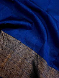 2G Pure Kanjivaram Silk Saree in Royal Blue with Fine Zari Checks & Rich Traditional Zari Border | Silkmark Certified