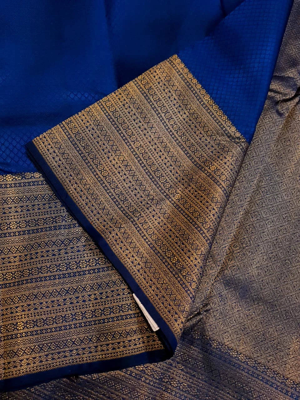 2G Pure Kanjivaram Silk Saree in Royal Blue with Fine Zari Checks & Rich Traditional Zari Border | Silkmark Certified