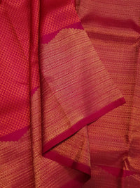 2G Pure Kanjivaram Silk Saree in Rich Rani Pink with Fine Gold Zari & Traditional Zari Pallu | Silkmark Certified