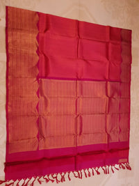 2G Pure Kanjivaram Silk Saree in Rich Rani Pink with Fine Gold Zari & Traditional Zari Pallu | Silkmark Certified