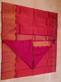 2G Pure Kanjivaram Silk Saree in Rich Rani Pink with Fine Gold Zari & Traditional Zari Pallu | Silkmark Certified