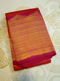 2G Pure Kanjivaram Silk Saree in Rich Rani Pink with Fine Gold Zari & Traditional Zari Pallu | Silkmark Certified