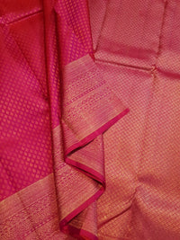 2G Pure Kanjivaram Silk Saree in Rich Rani Pink with Fine Gold Zari & Traditional Zari Pallu | Silkmark Certified