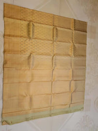 2G Pure Kanjivaram Silk Saree in Golden Beige with All-Over Gold Zari Floral Buttas & Rich Zari Border | Silkmark Certified
