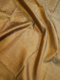 2G Pure Kanjivaram Silk Saree in Golden Beige with All-Over Gold Zari Floral Buttas & Rich Zari Border | Silkmark Certified