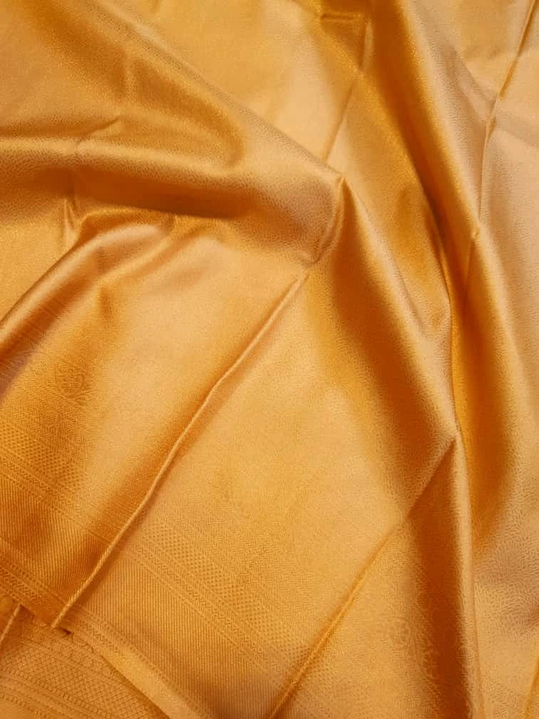 2G Pure Kanjivaram Silk Saree in Golden Yellow with Fine Gold Zari Weave & Traditional Zari Border | Silkmark Certified