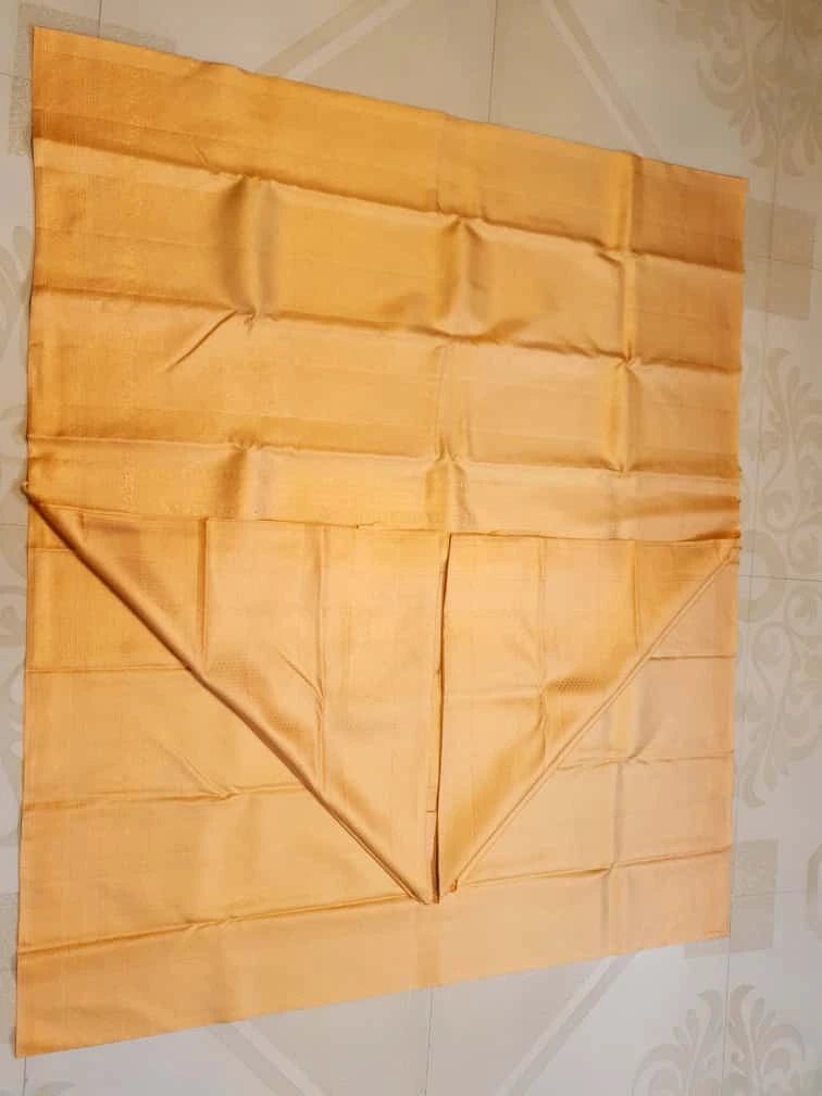 2G Pure Kanjivaram Silk Saree in Golden Yellow with Fine Gold Zari Weave & Traditional Zari Border | Silkmark Certified