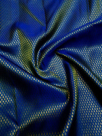 2G Pure Kanjivaram Silk Saree in Royal Blue with Gold Zari Buttas & Rich Floral Zari Border | Silkmark Certified