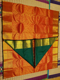 2G Pure Kanjivaram Silk Saree in Bright Orange with Heart Buttas & Rich Gold Zari Pallu | Silkmark Certified