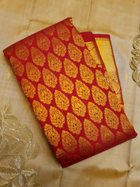 2G Pure Kanjivaram Silk Saree in Red with Rich Gold Zari Floral Buttas & Grand Zari Pallu | Silkmark Certified