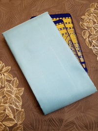 2G Pure Korvai Kanjivaram Silk Saree in Pastel Blue with Navy Blue Silkmark Certified
