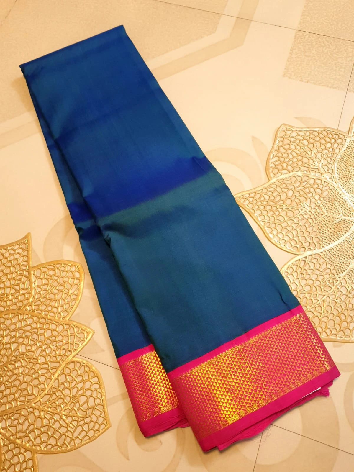 2G Pure Kanjivaram Silk Saree in Royal Blue | Silkmark Certified