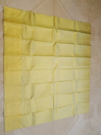 2G Pure Kanjivaram Silk Saree in Pastel Yellow with Rich Gold Zari Buttas & Traditional Zari Border | Silkmark Certified