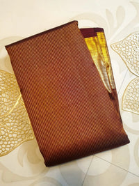 2G Pure Kanjivaram Silk Saree in Rich Brown with Antique Gold Zari Border | Silkmark Certified