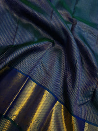 2G Pure Kanjivaram Silk Saree in Deep Peacock Blue | Silkmark Certified