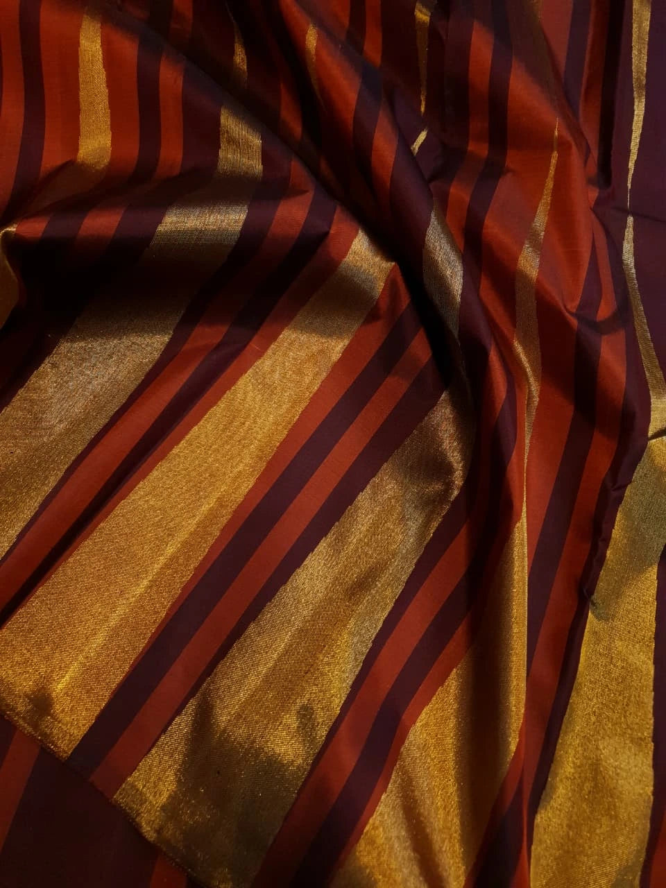 2G Pure Kanjivaram Silk Saree in Rust Orange & Brown | Golden Zari