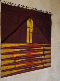 2G Pure Kanjivaram Silk Saree in Rust Orange & Brown | Golden Zari