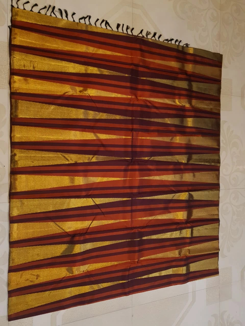 2G Pure Kanjivaram Silk Saree in Rust Orange & Brown | Golden Zari