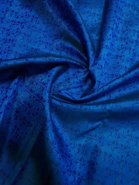 3G Pure Zari Kanjivaram Silk Saree in Ananda Blue with Traditional Elephant & Peacock Zari Motifs and Purple Border | Silkmark Certified