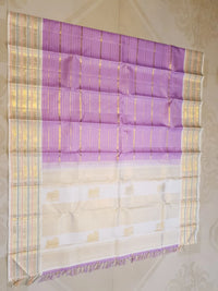 2G Pure Kanjivaram Silk Saree in Lavender Purple with Veldhari body | Silkmark Certified