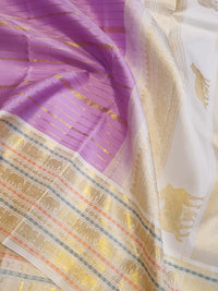 2G Pure Kanjivaram Silk Saree in Lavender Purple with Veldhari body | Silkmark Certified
