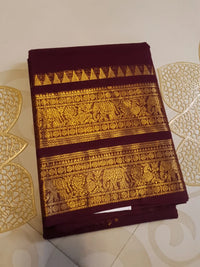 Pure Kanchi Cotton Saree - Maroon