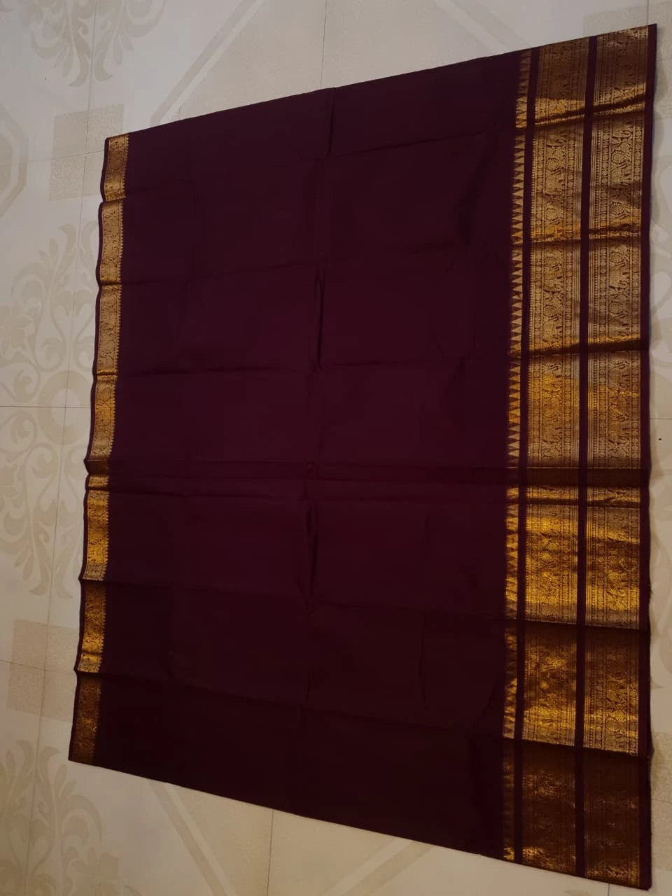 Pure Kanchi Cotton Saree - Maroon