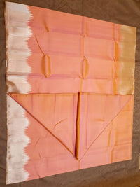 2G Pure Kanjivaram Silk Saree in Peach Pink with Silver Zari | Silkmark Certified