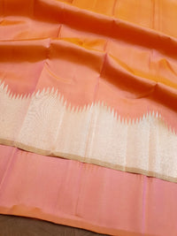 2G Pure Kanjivaram Silk Saree in Peach Pink with Silver Zari | Silkmark Certified