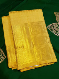 2G Pure Kanjivaram Silk Saree in Mustard Yellow with Gold Zari  | Silkmark Certified