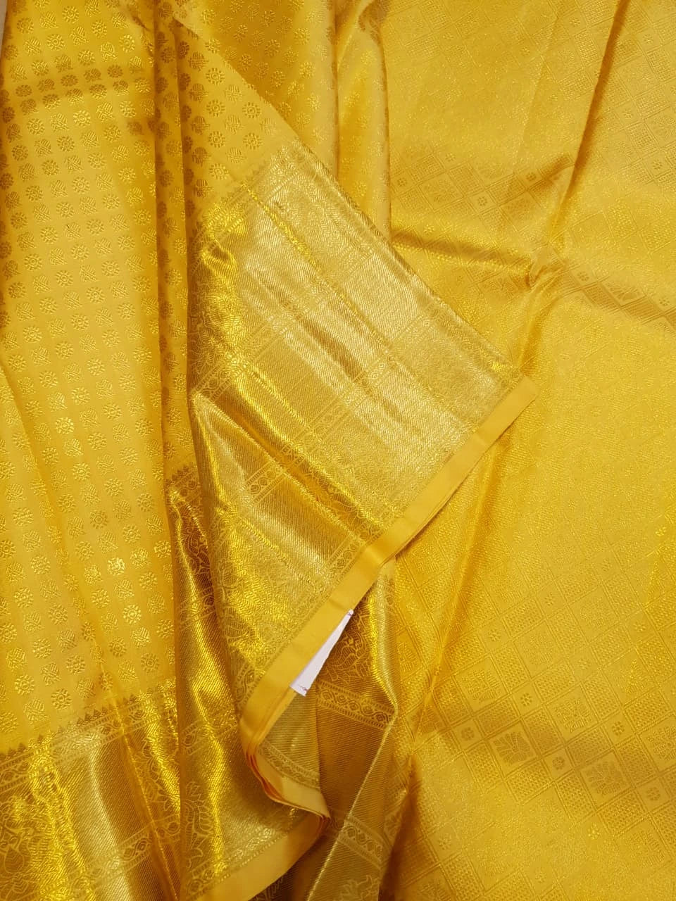 2G Pure Kanjivaram Silk Saree in Mustard Yellow with Gold Zari  | Silkmark Certified