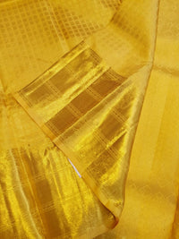 2G Pure Kanjivaram Silk Saree in Mustard Yellow with Gold Zari  | Silkmark Certified