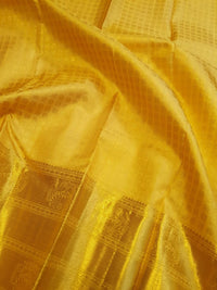 2G Pure Kanjivaram Silk Saree in Mustard Yellow with Gold Zari  | Silkmark Certified