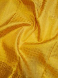 2G Pure Kanjivaram Silk Saree in Mustard Yellow with Gold Zari  | Silkmark Certified