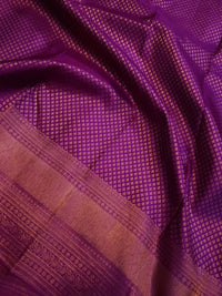 2G Pure Kanjivaram Silk Saree in Rich Purple with Antique Rose Gold Zari  | Silkmark Certified