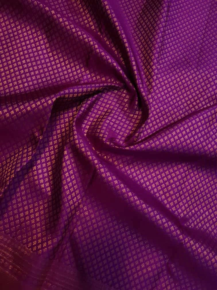 2G Pure Kanjivaram Silk Saree in Rich Purple with Antique Rose Gold Zari  | Silkmark Certified