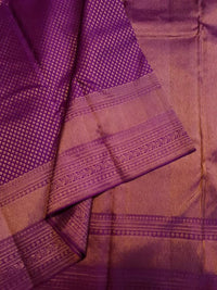 2G Pure Kanjivaram Silk Saree in Rich Purple with Antique Rose Gold Zari  | Silkmark Certified