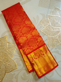 2G Pure Kanjivaram Silk Saree in Vermilion Red with Red | Silkmark Certified