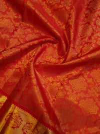 2G Pure Kanjivaram Silk Saree in Vermilion Red with Red | Silkmark Certified