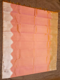 2G Pure Kanjivaram Silk Saree in Peach Pink with Silver Zari | Silkmark Certified