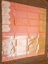 2G Pure Kanjivaram Silk Saree in Peach Pink with Silver Zari | Silkmark Certified