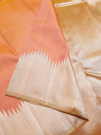 2G Pure Kanjivaram Silk Saree in Peach Pink with Silver Zari | Silkmark Certified