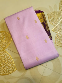 2G Pure Korvai Kanjivaram Silk Saree in Lavender Pink with Purple Gold Zari | Silkmark Certified