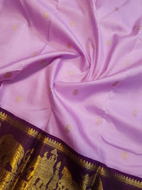 2G Pure Korvai Kanjivaram Silk Saree in Lavender Pink with Purple Gold Zari | Silkmark Certified