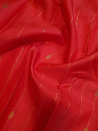 3G Pure Zari  Kanjivaram Silk Saree in Tomato Red with Gold Zari Stripes & Buttas | Silkmark Certified